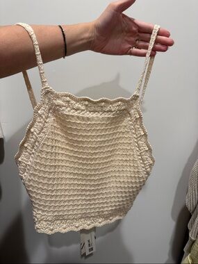Zara Cream Crochet Knit Tank